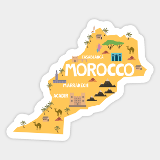 Morocco Illustrated Map Sticker